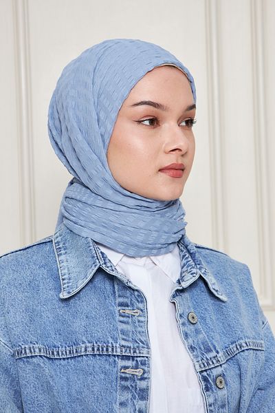 Gigiscarfs Şal Arya din șifon cu dungi degradate - Albastru denim -