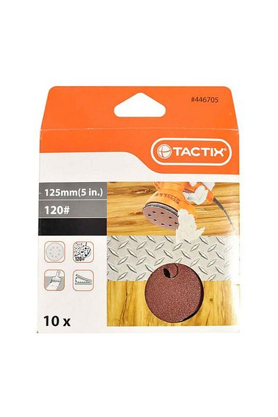 Generic Tactix 10-Piece 120-Grit Sanding Disc Brown 125mm