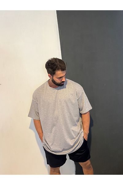 Bas Body FitnessWear Large Battal Size Melange Color Plain Unprinted Crew Neck Combed Cotton