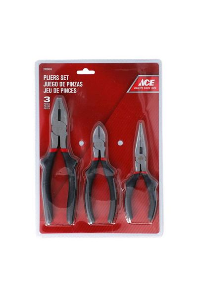 Generic ACE 3-Piece Chrome Vanadium Steel Forged Pliers Set Black and Silver 20180118024