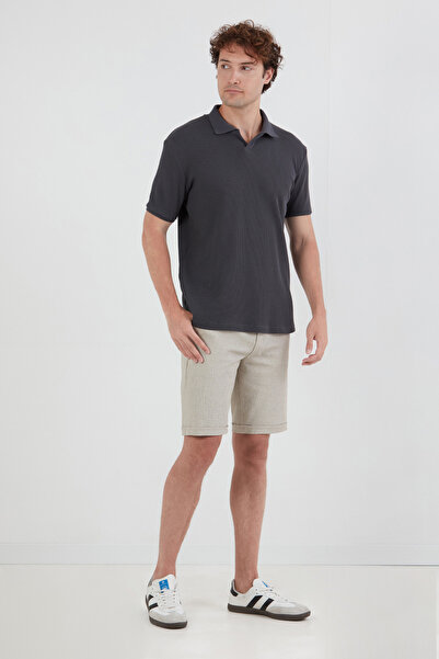 Fulla Moda Μπλουζάκι με γιακά από ύφασμα βάφλας