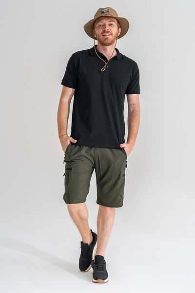 Souris Ανδρικό χακί 5 τσέπες Outdoor Cargo Capri σορτς αναπνεύσιμο ύφασμα Lycra