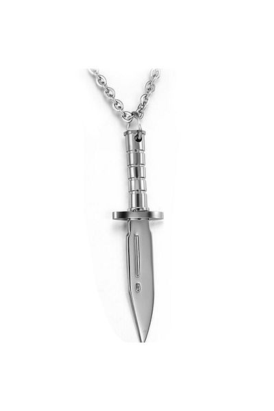 Tessero Lantisor cu pandantiv in forma de cutit, 50 cm, placat cu argint, argintiu