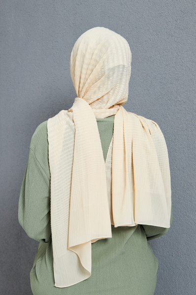 Gigiscarfs Degrade Çizgili Arya Şifon Şal - Açık Sarı -