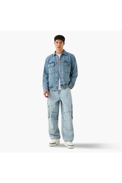 Lee Cooper Regular Fit Denim Jacket with Flap Pockets