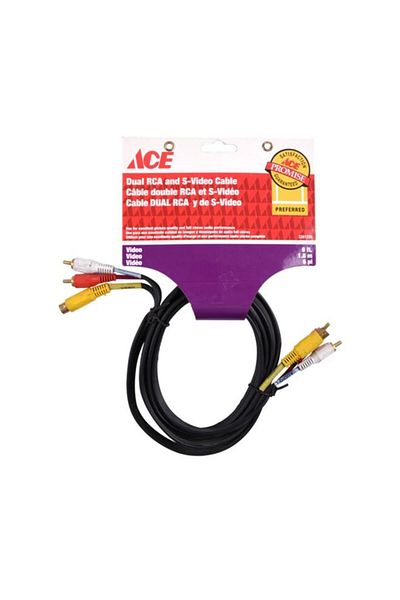 Generic ACE Color-Coded Corrosion-Resistant Dual RCA and S-Video Cable Black 6ft 3381290