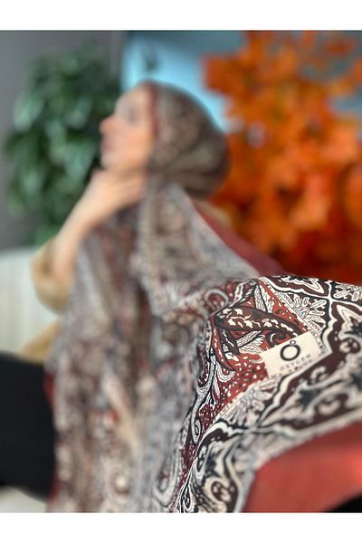 Oxygen Scarfs Nakkaş Pattern Cotton Silk Shawl-10003