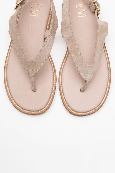 LuviShoes BELİNDA Sandale Flip Flops de damă din piele naturală din piele intoarsa bej