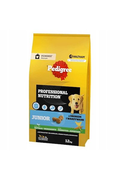 Pedigree Hrana pentru caini, Pedigree, Junior Professional Nutrition, 12 kg, cu carne de pasare si legume