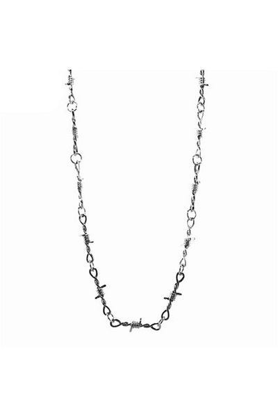 Tessero Colier unisex model sârmă ghimpată, oțel inoxidabil, 50 cm, argintiu