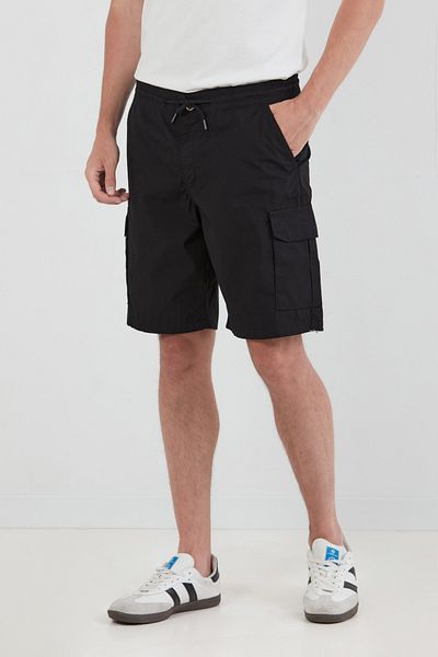 Fulla Moda Tie Waist Parachute Fabric Cargo Pocket Shorts