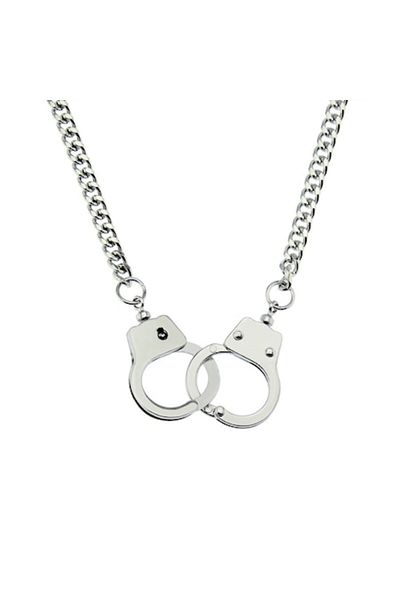 Tessero Colier cubanez cu încuietoare tip cătușe, unisex, 50 cm, argintiu