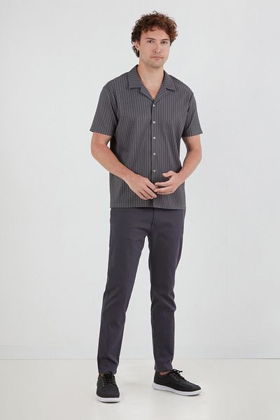 Fulla Moda Striped Jacquard Short Sleeve Shirt