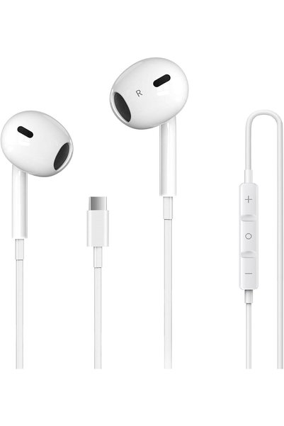 MMP SHOP Type-C Girişli Kablolu Beyaz Kulaklık Mikrofon Net Ses Apple 15/16 S...