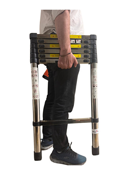 YUSRA PRINT PASLANMAZ ÇELİK TELESKOPİK MERDİVEN 7 BASAMAK 40 CM BASAMAK ARALIĞI