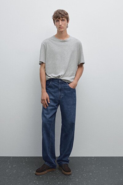 Massimo Dutti Melanj pamuklu keten t-shirt