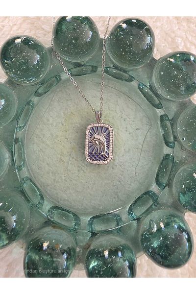 stainless steell Blue Mineli Dolphin Tarot Necklace