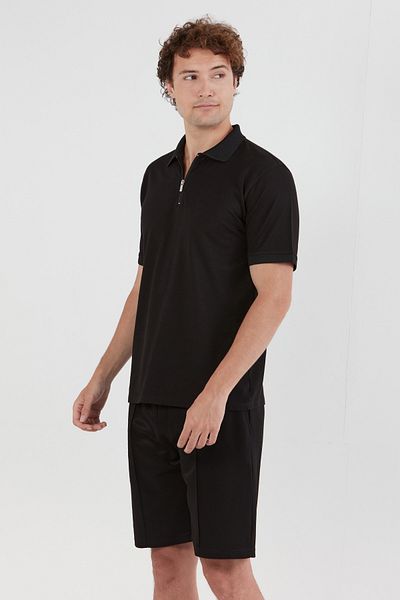 Fulla Moda Μπλουζάκι Basic Polo Neck με μισό φερμουάρ