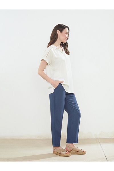 LC Waikiki Shirt Collar Linen Blend Women's Blouse