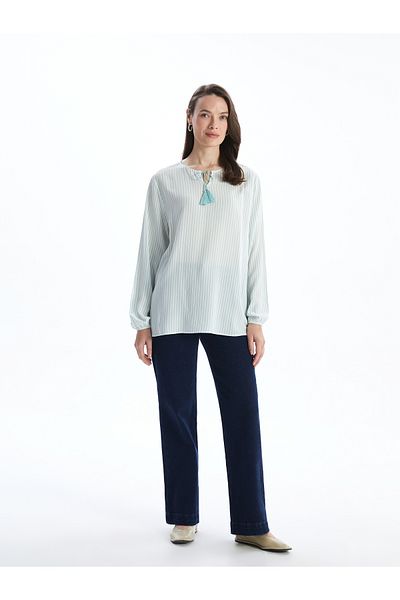 LC Waikiki Tie Collar Striped Women's Blouse