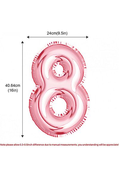 GREMAG Set of 10 Gremag birthday balloons, 0-9, pink, 40.64 x 24 cm