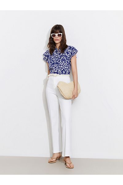 LC Waikiki Tie Collar Patterned Women's Blouse