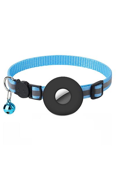 NO BRAND Adjustable cat collar, anti-lost, traceable, reflective, with bell, blue
