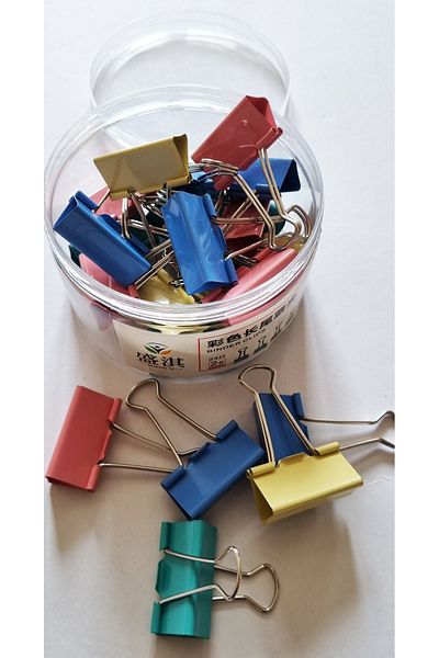 Modellino 2 Pcs Binder Clips 41mm Colorful Metal Clamp Peg Clip - Yellow Color