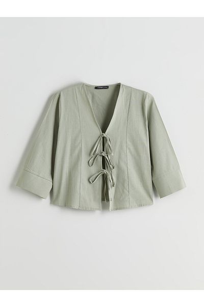 LC Waikiki V-Neck Tie Blouse