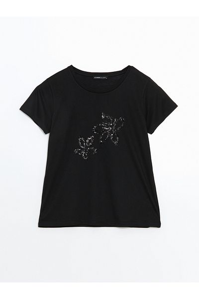 LC Waikiki Crew Neck Sequin Embroidered Women's Blouse