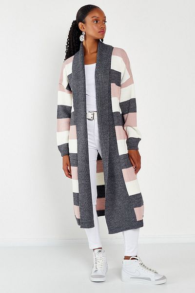 Hopoi Women's Striped Casual Knitwear Cardigan