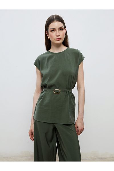 LC Waikiki Crew Neck Blouse with Belt