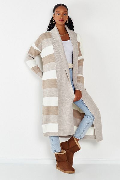 Hopoi Women's Striped Casual Knitwear Cardigan