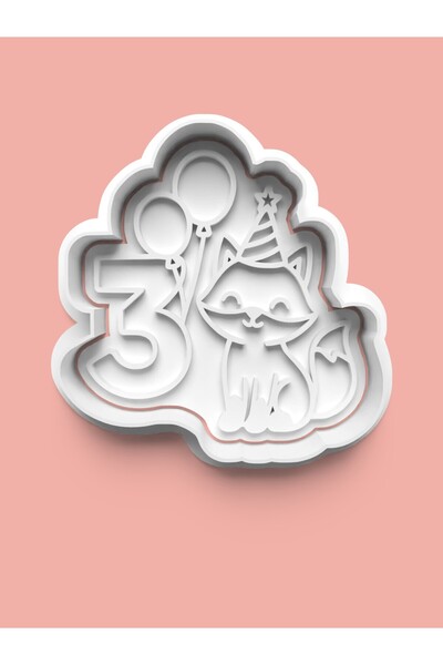 AKTASTORE قالب كوكيز عيد ميلاد ثلاث سنوات وقالب عجينة السكر - 3 أرقام