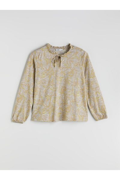 LC Waikiki Tie-Up Collar Patterned Blouse
