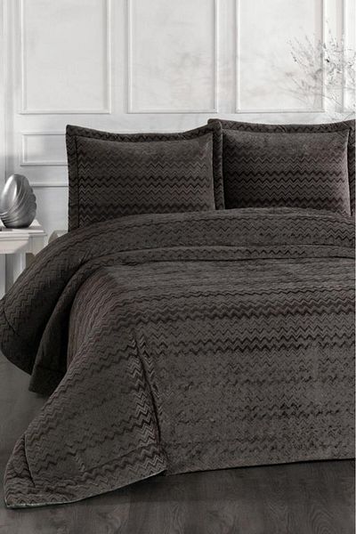 Çeyiz Diyarı Misra Fiber Filled Double Size 250X255 cm Bedspread Anthracite