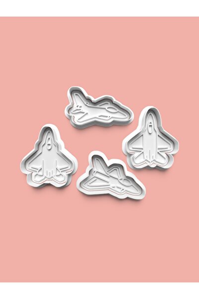 AKTASTORE مجموعة قوالب بسكويت الطائرات القتالية وقوالب عجينة السكر مكونة من 4...