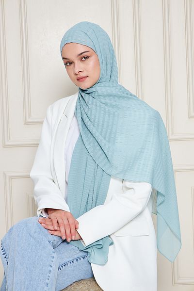 Gigiscarfs Gradient Striped Arya Chiffon Shawl - Ice Blue -
