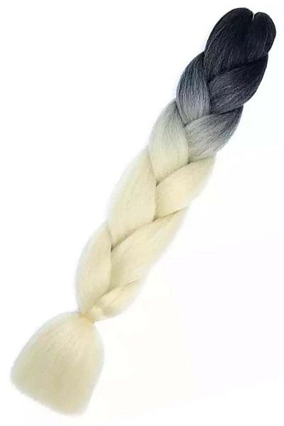 WNY Extensie de păr sintetic pentru împletitură, B34, negru, blond deschis, 60 cm, 100 g