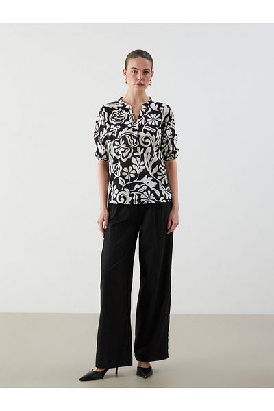 LC Waikiki Croc Collar Patterned Blouse