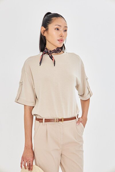 TIFFANY&TOMATO Bisiklet Yaka Duble Kol Modal T-Shirt