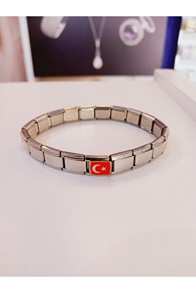 MODA سوار رجالي من الفولاذ - سوار ستانلس ستيل للجنسين مع حلية العلم التركي | ...