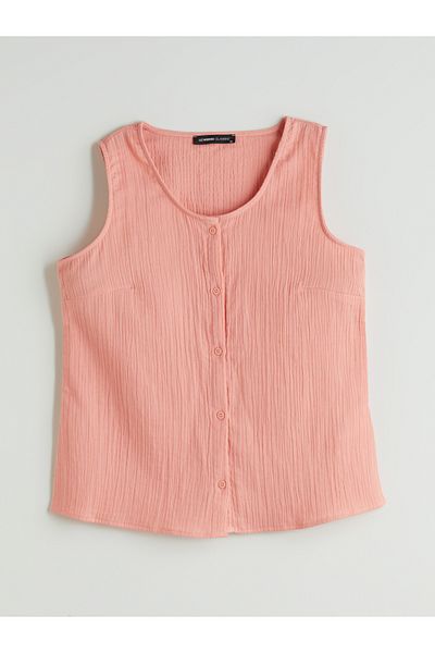 LC Waikiki U Neck Textured Muslin Blouse