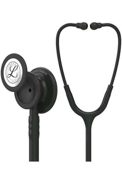 Littmann سماعة الطبيب 3M Littmann Classic III، إصدار أسود، قطعة صدر، أنبوب أسود، 27 بوصة، 5803