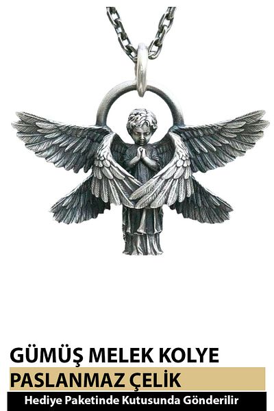 Nehir Modern Design Unisex Fashion Anchor Angel and Compass Necklace