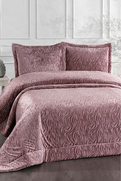 Çeyiz Diyarı Ruby Fiber Filled Double Size 250X255 cm Bedspread Dusty Rose