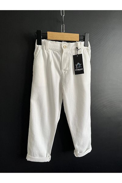 STAR GOGO KİDS Organic Linen Fabric Pants (the Waist Must Be Adjusted with an Inner Elastic.)