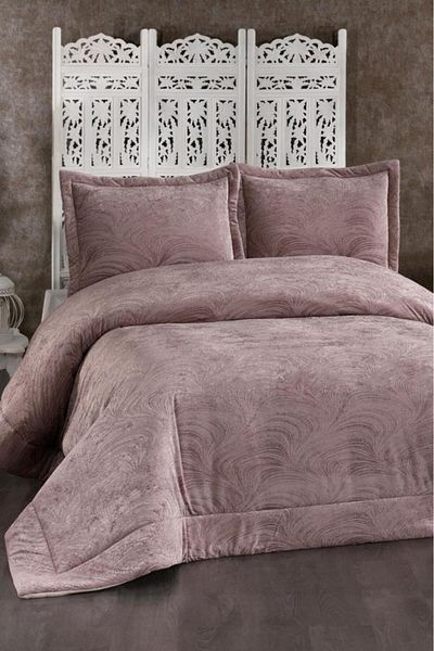 Çeyiz Diyarı Efsun Fiber Filled Double 250X255 cm Bedspread Dusty Rose