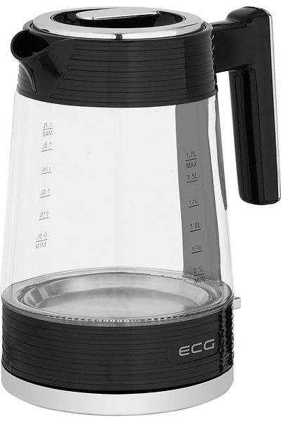 ECG Fierbător electric ECG RK 1750 Stripe, 2200 W, 1,7 litri, sticlă borosilicată, elemente din oțel inoxidabil