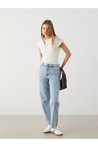 LC Waikiki Crew Neck Textured Women's Blouse